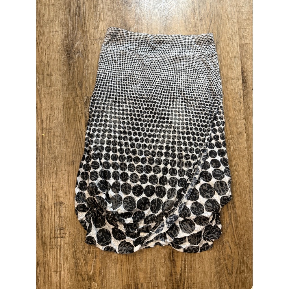 Carine Black White Polka Dot Bubble Hem Midi Skirt Large L Artistic Boho Lined